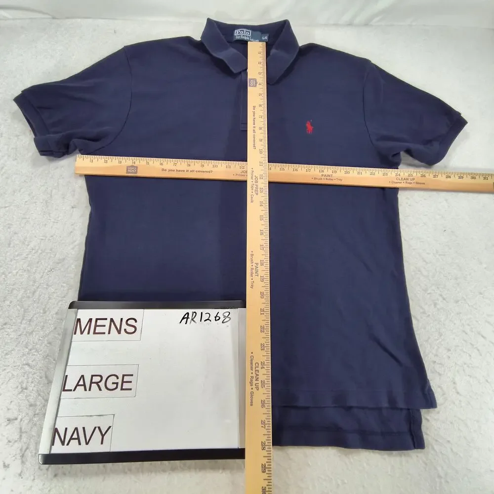 Polo by Ralph Lauren Short Sleeve Collared Polo Shirt Mens Size Large L Navy Red
